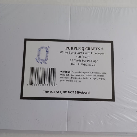 Purple Q Crafts NEW White 25 Pack Blank Cards With Envelopes (4.25 x 5.5) - Picture 3 of 4